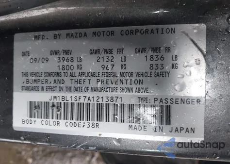 2010 Mazda Mazda3 I Touring из США, поврежденный, VIN JM1BL1SF7A1213871